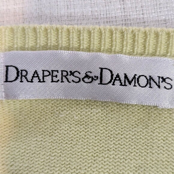 Drapers & Damons Women Size LARGE Sweater Short Sleeves Lt Green & Black Floral - Picture 5 of 16